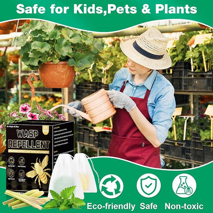 36 Pack Peppermint Wasp & Bee Repellent - Natural Carpenter Bee Repellent for Yellow Jacket, Hornet, Mud Wasp Deterrent for Outdoor Patio Garden Porch, Long-Lasting Protection, Pet Safe,36 Mesh Bags