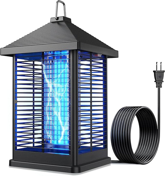 Bug Zapper Indoor & Outdoor with Auto Smart Light Sensor, 4000V Electric Mosquito Zapper, Insect Fly Trapper, Covers 2100 sq ft, IPX4 Waterproof Mosquito Lamp for Patio, Garage, Backyard, Porch