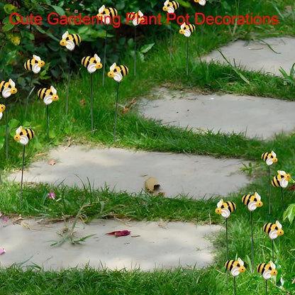 Garden Stakes Decor,10Pcs Garden Stakes Decorative Outdoor Lawn Pathway Patio Plant Pot Art Stick Yard Art Decorations for Pot Lawn Patio Corridor Flower Bed Outdoor Plant (BEE)