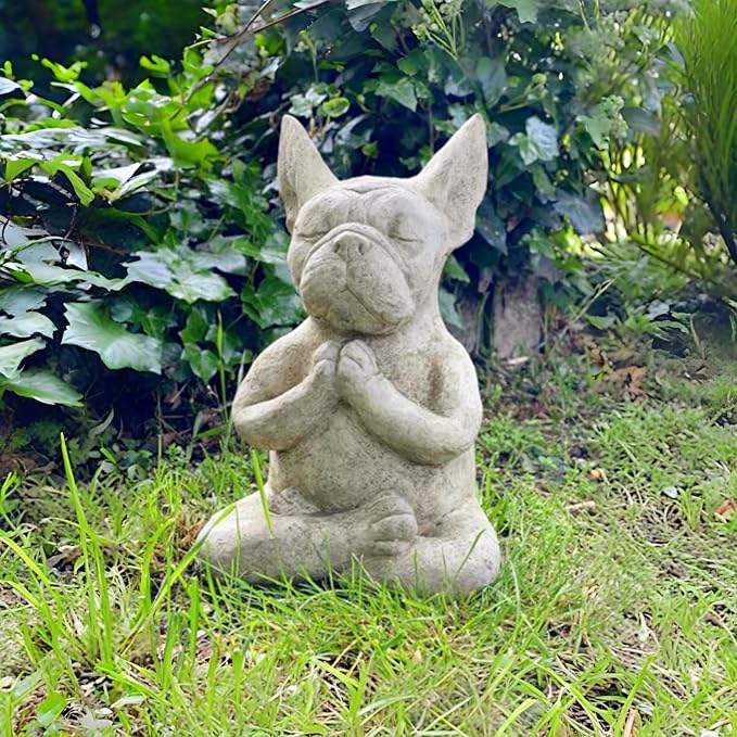 Meditating Dog Statue Buddha - Dog Statue Zen Yoga Relaxed Pose Buddha Meditation Figurine for Flower Beds Indoor Outdoor Lawn Garden Decor Sculpture Home Furnishings