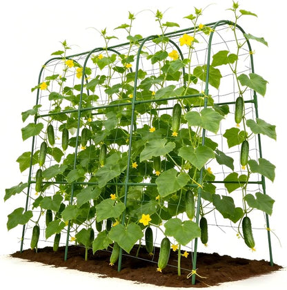 48x46 in U-Shape Cucumber Trellis for Climbing Plants Outdoors | Metal Arch Garden Trellis for Raised Garden Bed with Netting, Plant Support Structures for Vegetables, Grape, Tomato, Vines