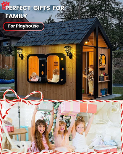 TISEJOY Solar Wall Lantern Outdoor Playhouse Light, Waterproof Decorative Solar Powered for Playground, Tree House, Storage Shed, Dog House, Garden Wall, Fence, Backyard, Outdoor Accessories (4 Pack)