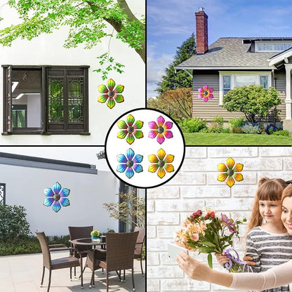 Gooyule Metal Flower Wall Art - Colorful Floral Decor for Indoor Outdoor Hanging - Home Office Garden Yard Wall Decoration Set (Metal Flower Decor B)
