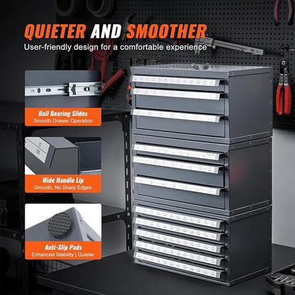 VEVOR End Mill Dispenser - Three-Drawer End Mill Organizer Cabinet, Cold Rolled Steel, Fractional Sizes 1/8" to 1"