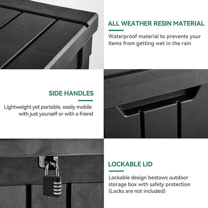 YITAHOME 51 Gallon Outdoor Storage Deck Box | Waterproof Resin Package Delivery and Storage Box with Lockable Lid for Patio Furniture Cushions, Pool Accessories, Garden