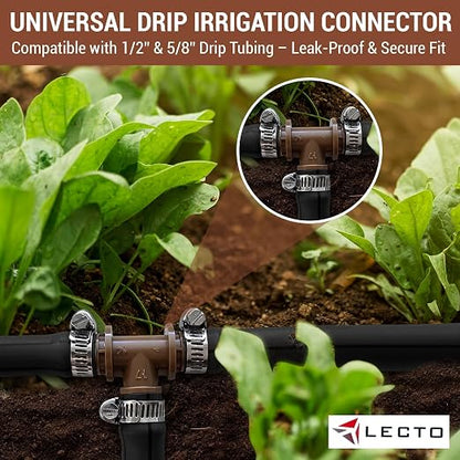 LECTO Universal 5/8", 1/2", .700" Drip Line Repair Kit – Tee, 3