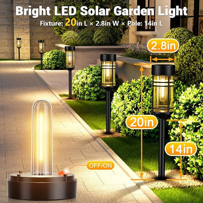 Solar Garden Lights, 2 Pack LED Solar Lights IP65 Outdoor Waterproof, Rugged & Shatterproof for Landscape Lighting Garden Lighting Yard Pathway Walkway Driveway Lawn, 3000K Warm White