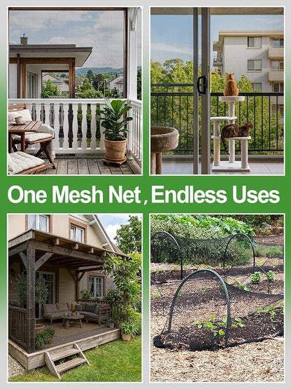 ANPHSIN Strong PP Nanocomposite Mosquito Net Garden Netting - 10 x 50ft Clear View Bird Insect Pest Mesh Barrier Screen for Patio, Balcony, Porch, Outdoor Raised Beds Protection (Black)
