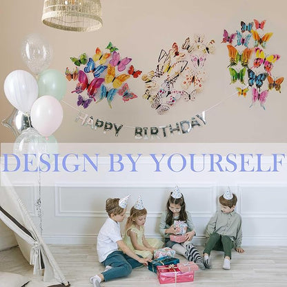 OPSEAM Butterfly Wall Decor 72 PCS, 3D Butterflies Stickers for Party Decorations with Magnets (White, 72)