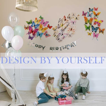 OPSEAM Butterfly Wall Decor 24/48 PCS, 3D Butterflies Stickers for Party Decorations with Magnets (White, 48)