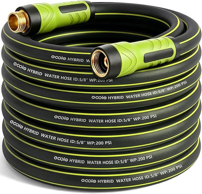 Garden Hose 50ft x 5/8", Heavy Duty Water Hose, Flexible and Durable, Kink Resistant Lightweight Hybrid Hose, Leakproof Yard Hose with Male to Female Fittings