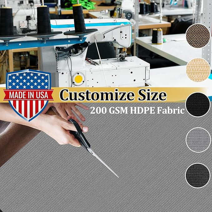 Shade&Beyond Customized Size 13' X 14' Shade Cloth with Grommets, 90% UV Protection UV Protection Mesh Tarp Sun Screens for Patio GN01, Light Gray