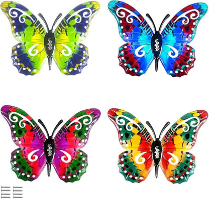 Metal Butterfly Wall Decor, Colorful Outdoor & Indoor Humming Butterflies yard wall art Decoration. Ideal for Patio, Fence, Garden, Living Room & Balcony Decor- Hanging Ornaments to Elevate Your Space