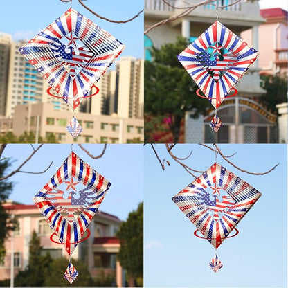 DJUAN 4th of July Decorations,13.5in Stainless Steel Eagle Flag Patriotic Wind Spinner Fourth of July Decor Outdoor,Garden Patriotic Decor Independence Day Decorations Wind Spinners for Yard,Garden