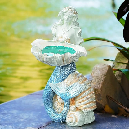 12" Mermaid Solar Night Garden Light, Solar Powered Large Statue, Unique Yard Art Sculpture, Outdoor Decor, Landscape Path Light, for Mom, Patio, Lawn, Balcony, Porch,Backyard