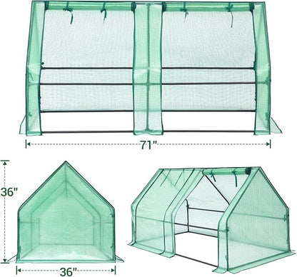 Ohuhu Portable Mini Greenhouse, 71"x36"x36" Greenhouses for Outdoors with Dual Large Zipper Doors & Ground Stakes, Waterproof & UV Protected Plastic Green House for Outside Garden Patio Backyard