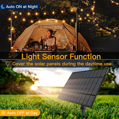 Ollny 35FT Solar Patio Lights, Waterproof Remote Control Dimmable Timers 3Modes Outdoor Light with 15 LED + 1 Spare Shatterproof Bulb, G40 String Lights for Outside Camping Backyard Tree Bistro