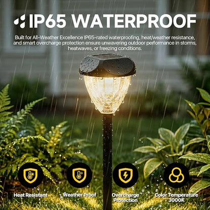 Ensenior Solar Pathway Lights Outdoor - 8-Pack, 3000K LED Landscape Garden Lights, IP65 Waterproof, Tool-Free Auto ON/Off for Garden Yard Patio Walkway Landscape, 14.17" Height