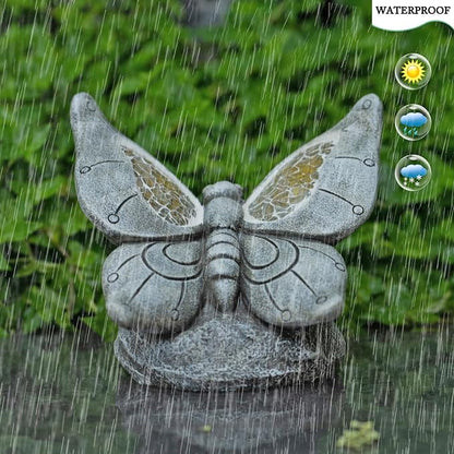 Rezpuao Garden Statue Butterfly,Solar Butterfly Decor for Outdoor,Resin Butterflies Figurine with Solar Light for Patio,Balcony,Yard,Lawn Ornament,Perfect Garden Gift