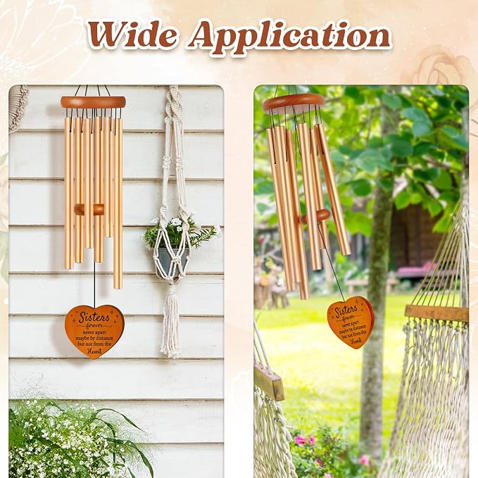 Sister Gifts Large Wind Chime 36", Sisters Forever Gift for Women | Sister in Law Gifts for Birthday, Christmas, Mothers Day, Wedding, Graduation, Ready-to-Gift Box Packaging, Garden Decor