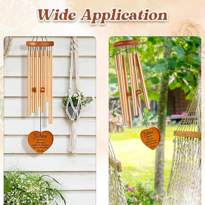 Sister Gifts Large Wind Chime 36", Sisters Forever Gift for Women | Sister in Law Gifts for Birthday, Christmas, Mothers Day, Wedding, Graduation, Ready-to-Gift Box Packaging, Garden Decor