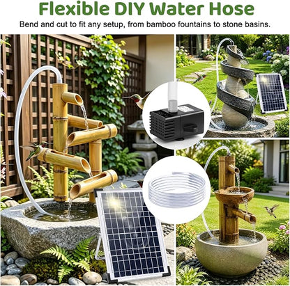 12W Solar Fountain Pump, Solar Powered Water Pump with 6 Nozzles & 3.28FT DIY Water Hose, Solar Water Fountain for Outdoor Garden Bird Bath Pond Water Feature