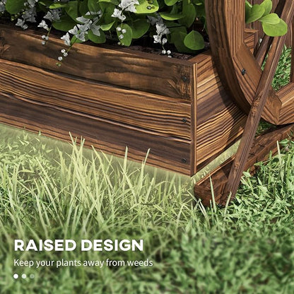 Outsunny 2-Tier Raised Garden Bed, Wooden Wagon Planter Boxes with Drainage Holes, for Vegetables Flowers Herbs, 22" x 13" x 22"