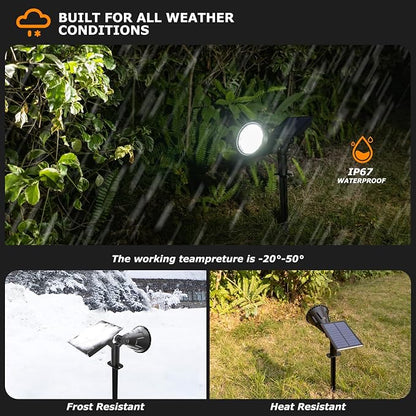 Solar Spot Lights Outdoor, 21 LEDs Brightness Solar Outdoor Lights IP67 Waterproof, 2-in-1 Adjustable Outdoor Lights Solar Powered for Yard Trees Patio Pathway Yard Flag - Cool White(6 Pack)