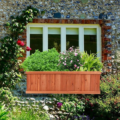 LDAILY Raised Garden Bed, Outdoor Rectangle Flower Beds with Bottom Panels & 2 Drainage Holes, Wood Planter Box for Flowers/Vegetables/Fruits in Backyard Patio (40" L x 12’’ W x 12’’ H)