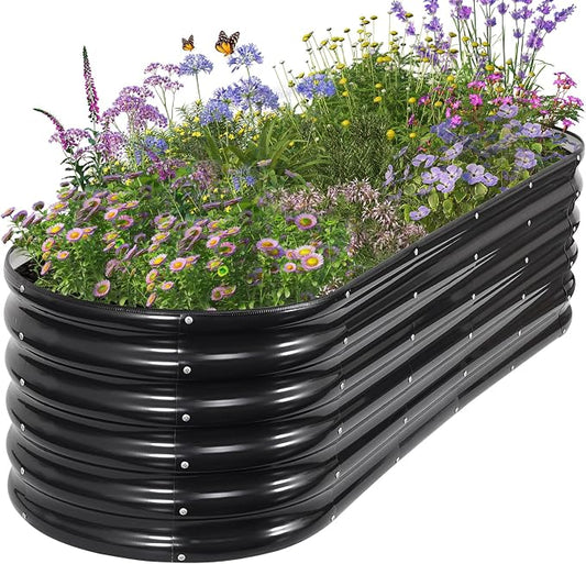 Galvanized Raised Garden Bed Outdoor- Raised Beds for Gardening| Metal Planter Box, Steel Raised Garden Bed Kit with Safety Edging and Gloves for Vegetables, Flower, Herbs (6x2x1.4FT, Gray)