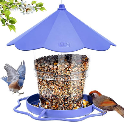 Hanizi Wild Bird Feeders for Outside, Hanging Bird Feeder Squirrel Proof, Outdoor Birds Feeders Wild Bird Seed, Garden Yard Decoration (Purple)