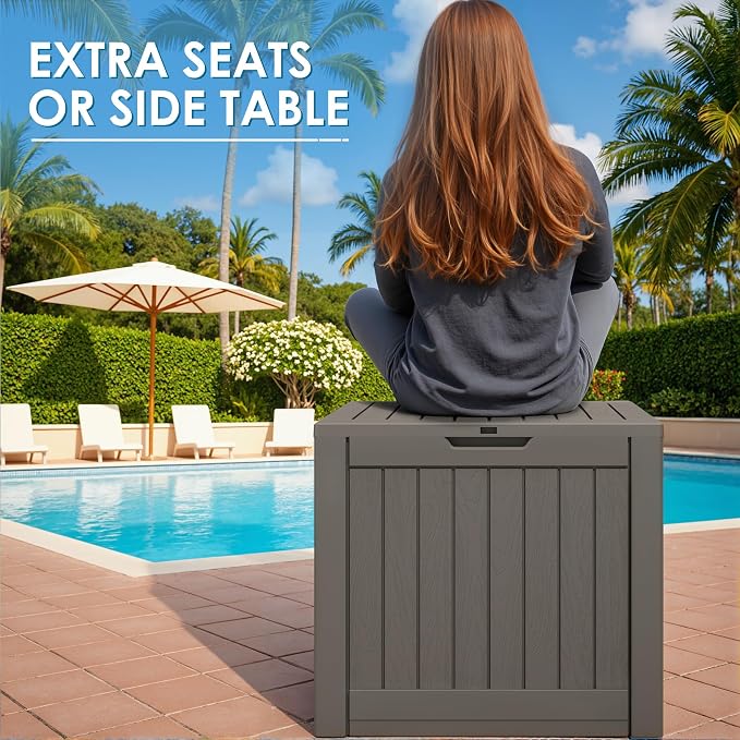 Greesum 40 Gallon Outdoor Deck Box with Lock, Resin Storage Chest for Patio Furniture Cushions, Garden Tools, Pool Toys, Waterproof & UV Resistant, Large Capacity, Dark Brown
