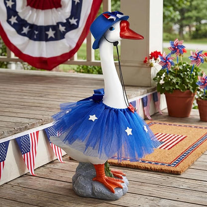 Large Porch Goose with Independence Day Outfits Decor - 20" Lifelike Porch Goose Statue Set,Indoor or Outdoor Decorative Figurine for Garden,Patio,Lawn,Entryway Accent,4th of july,Gifts for Women