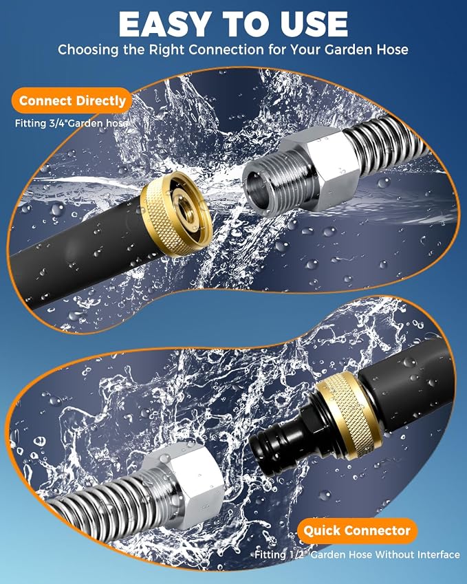 Jet Nozzle Power Washer for Garden Hose with 2 Different Nozzles and Quick Connectors, 2026 Upgrade 17 inch 2-In-1 High Pressure Wand for Patio Car Pet Garden Outdoor Cleaning (Black)