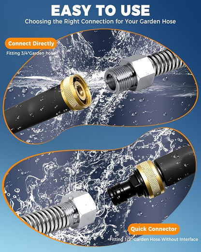 Jet Nozzle Power Washer for Garden Hose with 2 Different Nozzles and Quick Connectors, 2026 Upgrade 17 inch 2-In-1 High Pressure Wand for Patio Car Pet Garden Outdoor Cleaning (Black)