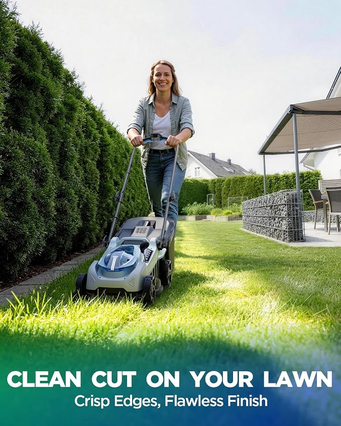 16" Cordless Lawn Mower, 40V Lightweight Push Mower with 4.0Ah Battery & Charger, Ultra-Quiet Motor for Small Yards, Lawn Care, Backyard Maintenance