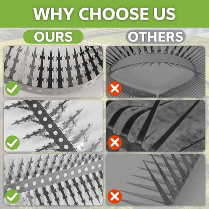 Deecam 80in Stainless Steel Bird Spikes, Squirrel Proof Baffle for Bird Feeders, Pigeon Deterrent Spikes for Roof Fence Garden Wall to Keep Birds Squirrels & Raccoon Away
