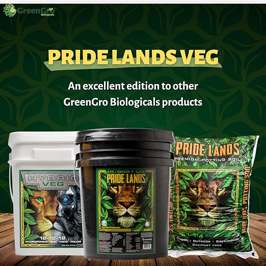 GreenGro Pride Lands Veg 6-3-3.5 | Organic Dry Top Dress Fertilizer | Microbes + Biochar + Mycorrhizae + Amendments | Vegetative Stage Plant Food | Bigger Yields | Indoor & Outdoor | 35 lb