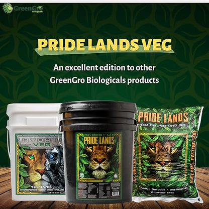 GreenGro Pride Lands Veg 6-3-3.5 | Organic Dry Top Dress Fertilizer | Microbes + Biochar + Mycorrhizae + Amendments | Vegetative Stage Plant Food | Bigger Yields | Indoor & Outdoor | 35 lb