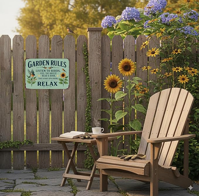 Smilelife Plants Gifts Garden Rules Vintage Tin Sign for Garden Patio Porch Yard She Shed Decor 8x12 Inch (3945)