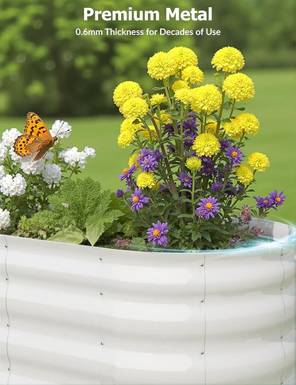 GarveeLife 4x2x2 ft Galvanized Raised Garden Bed - 24 in Tall Metal Planter Box for Vegetables, Flowers, Herbs, Rust-Resistant Outdoor Garden Box, Easy Assembly Raised Beds for Gardening, Beige