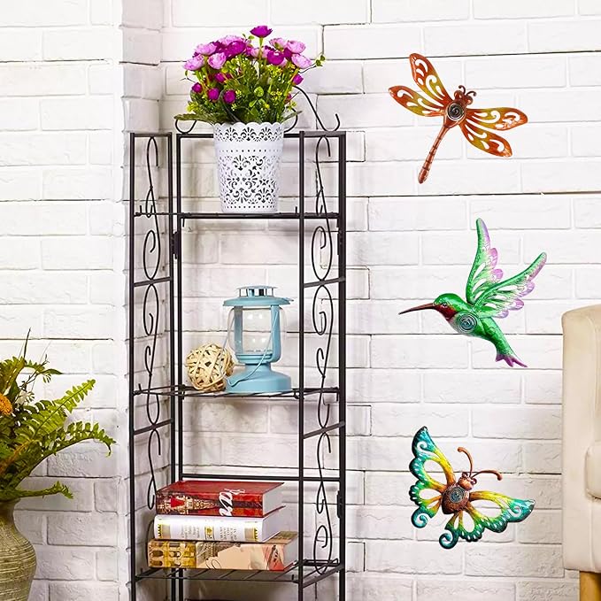 Hummingbird Butterfly Dragonfly Metal Wall Art, Hanging Wall decor Indoor | BVLFOOK; Ornament for Indoor Outdoor; 3 pack 9 inch; Living Room décor; Bedroom; Garden; Porch; Patio; Balcony