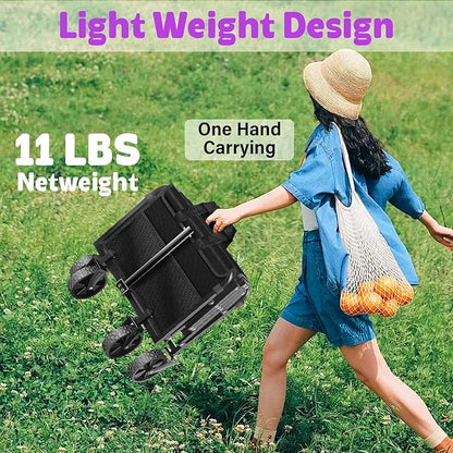 Wagons Carts Foldable,280 LBS Large Capacity Foldable Wagon Cart Collapsible Wagon with Wheels & Drink Holders,Utility Folding Cart for Camping Garden Beach Picinic Grocery Outdoor Shopping(Black)