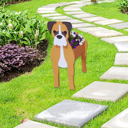 Boxer Dog Planter Pots, 9.45 x 6.38 x 13.39 Inches | Dog Flower Pot, Cute Animal Shaped Plant Pot, Gifts for Women & Pet Lovers, Indoor Outdoor Garden Home Office Decor