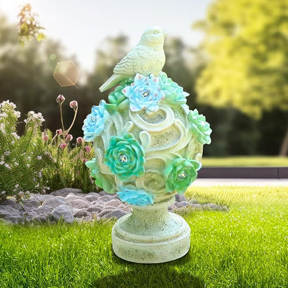 WONDER GARDEN Bird Statue with Solar Light, Resin Birds Figurines, Outdoor Dove Garden Statues, Waterproof Lawn Yard Patio Ornaments Statuary Decorations