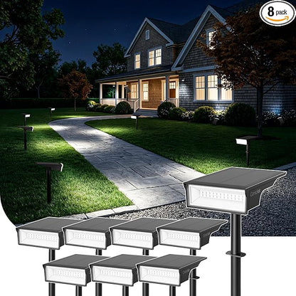 Consciot Solar Lights Outdoor Waterproof, 3 Color Solar Garden Light, Adjustable 170° Spot Lights for Outside Yard Landscape Lighting Pathway Halloween, IP65, Auto On/Off, 8 Pack, WS002UCW