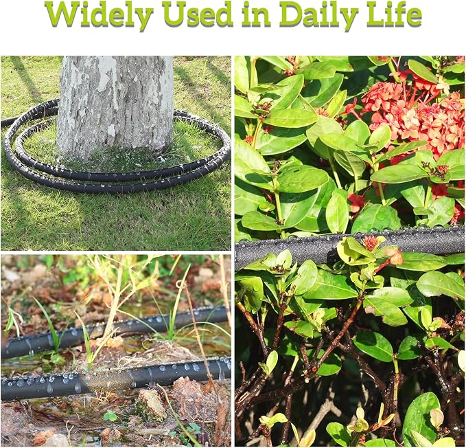 LINEX Flat Soaker Hose 1/2" x 50 ft for Garden Beds Drip Sprinkler Irrigation Hose Heavy Duty Saving 80% Water For Vegetable