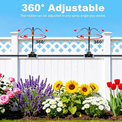 Thiswing 200FT 360° Adjustable Irrigation System for Garden – 1/4" Tubing with 36 Nozzles, Automatic Watering Misting System, Sprinkler for Garden, Raised Bed, Lawn, Plants