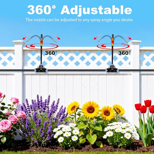 100FT 1/4" Drip Irrigation System with Timer | 360° Adjustable 18 Misting Nozzles, Garden Watering Kit for Raised Beds Lawn Yard
