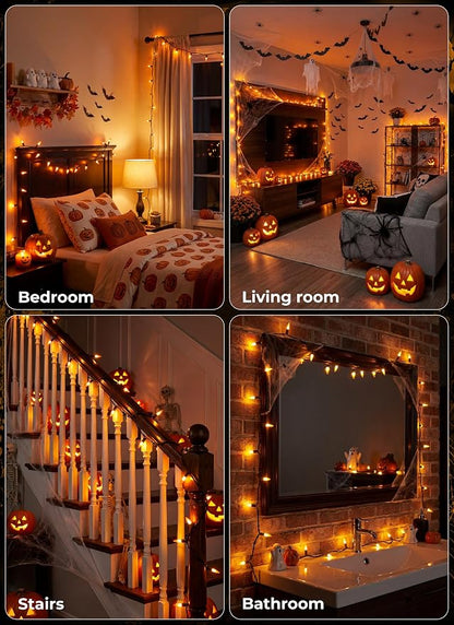 Minetom 100-count 25Ft.Yellow & Orange Candy Corn Incandescent Mini Halloween String Lights for Outdoor & Indoor Halloween Decoration, Waterproof & Connectable